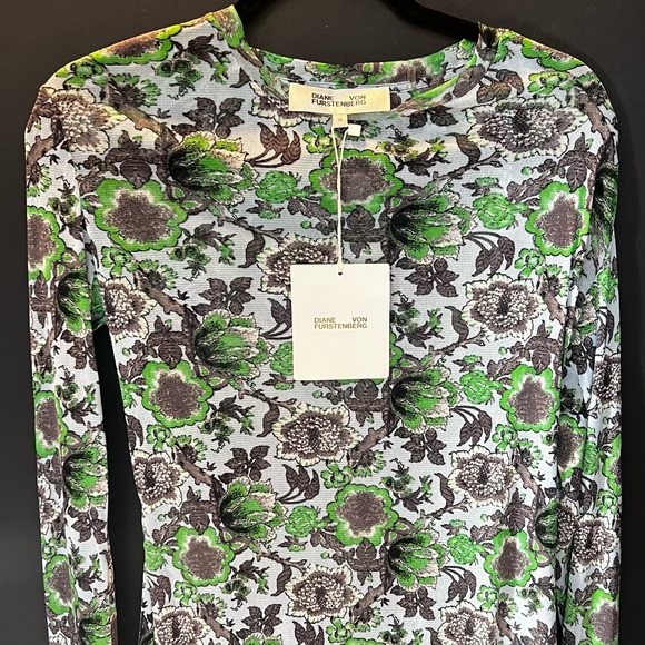 Diane Von Furstenberg Tops - NWT  Diane von Furstenberg Faridah Crew Neck Mesh Top
Light Blue Size M